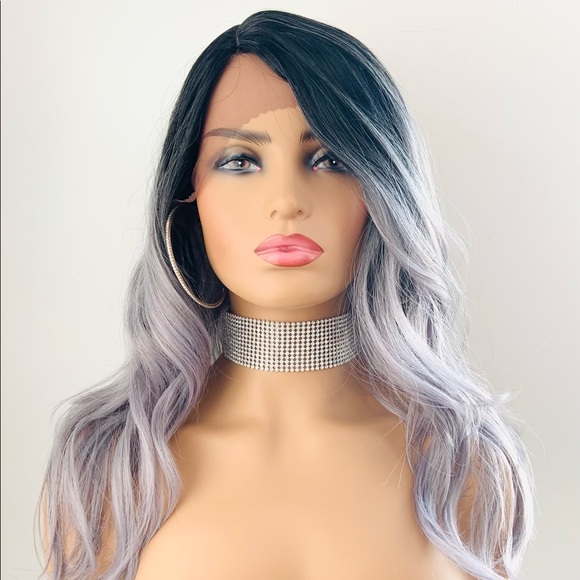22” Ombre Lilac Premium Fiber Lace Front Wig - Picture 6 of 11